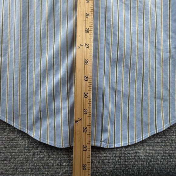 Brooks Brothers 16.5 36 Slim Fit Non Iron Striped Blue Button Up Point Collar - Picture 4 of 16